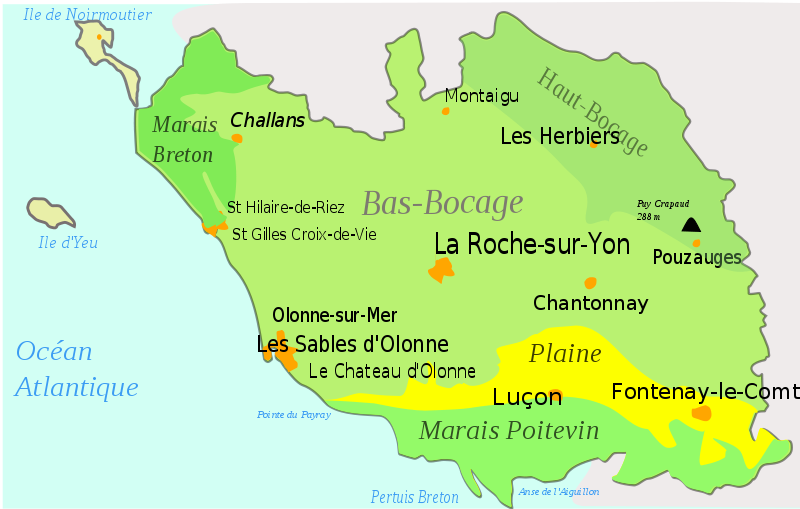 Carte de la plaine Vendéenne