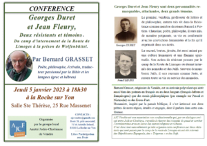 Flyer conférence George Dure et Jean Fleury